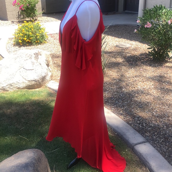 PS PerSeption Beautiful Asymmetrical Red Dress with Spaghetti Straps!! Size 1X - Picture 9 of 11